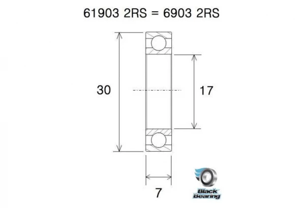 Roulement Black Bearing 61903-2RS 17 X 30 X 7 Mm 4 Roulement Black Bearing 61903-2RS 17 X 30 X 7 Mm – Image 2