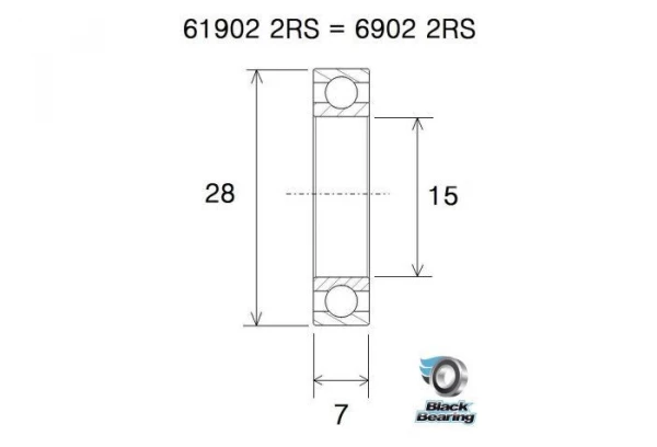 Roulement Black Bearing 61902-2RS 15 X 28 X 7 Mm 4 Roulement Black Bearing 61902-2RS 15 X 28 X 7 Mm – Image 2