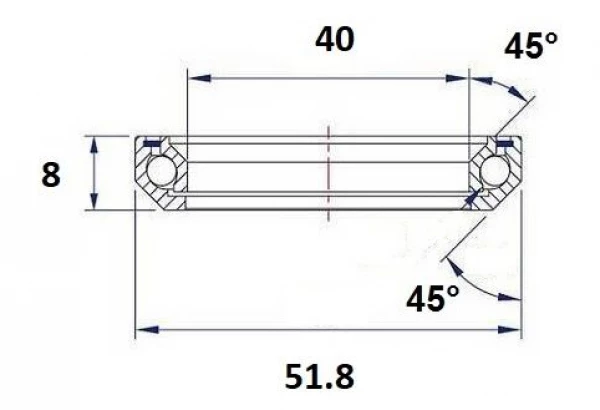 Roulement De Direction Black Bearing D13 40 X 51.8 X 8 Mm 45/45° 4 Roulement De Direction Black Bearing D13 40 X 51.8 X 8 Mm 45/45° – Image 2