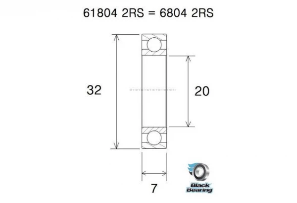 Roulement Black Bearing 61804-2RS 20 X 32 X 7 Mm 4 Roulement Black Bearing 61804-2RS 20 X 32 X 7 Mm – Image 2