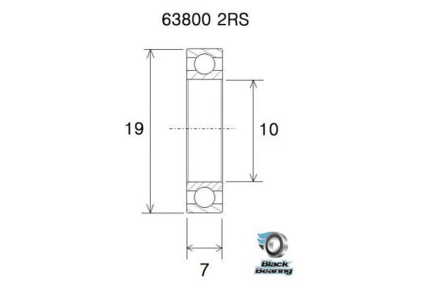 Roulement Black Bearing 63800-2RS 10 X 19 X 7 Mm 4 Roulement Black Bearing 63800-2RS 10 X 19 X 7 Mm – Image 2