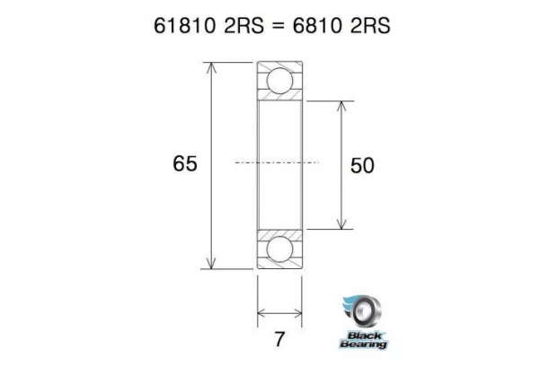 Roulement Black Bearing 61810-2RS 50 X 65 X 7 Mm 4 Roulement Black Bearing 61810-2RS 50 X 65 X 7 Mm – Image 2
