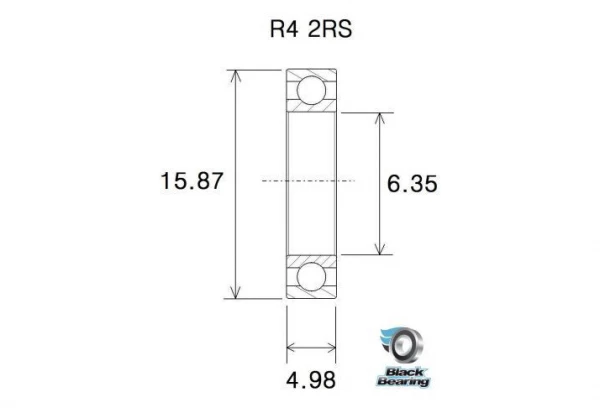 Roulement Black Bearing R4-2RS 6.35 X 15.88 X 4.98 Mm 4 Roulement Black Bearing R4-2RS 6.35 X 15.88 X 4.98 Mm – Image 2