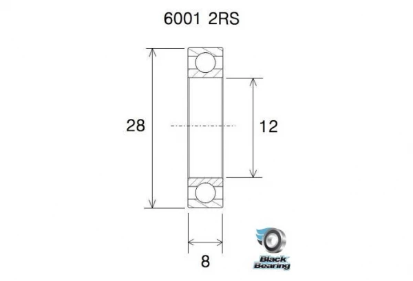 Roulement Black Bearing 6001-2RS Max 12 X 28 X 8 Mm 4 Roulement Black Bearing 6001-2RS Max 12 X 28 X 8 Mm – Image 2