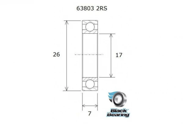 Roulement Black Bearing 63803-2RS 17 X 26 X 7 Mm 4 Roulement Black Bearing 63803-2RS 17 X 26 X 7 Mm – Image 2