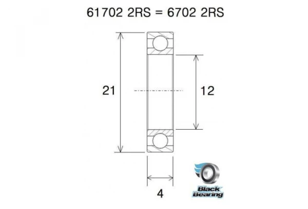 Roulement Black Bearing 6702-2RS 15 X 21 X 4 Mm 4 Roulement Black Bearing 6702-2RS 15 X 21 X 4 Mm – Image 2